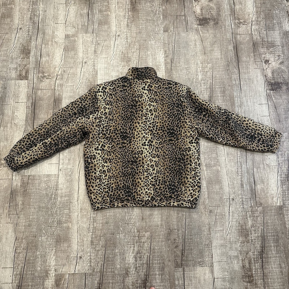 Glitzy Rags Vintage Leopard Print Puff Jacket Buttons Pockets USA Womens Size S - Picture 10 of 13